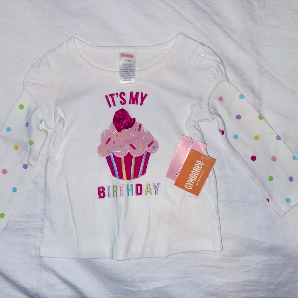Gymboree White Birthday Cupcake Kids Shirt